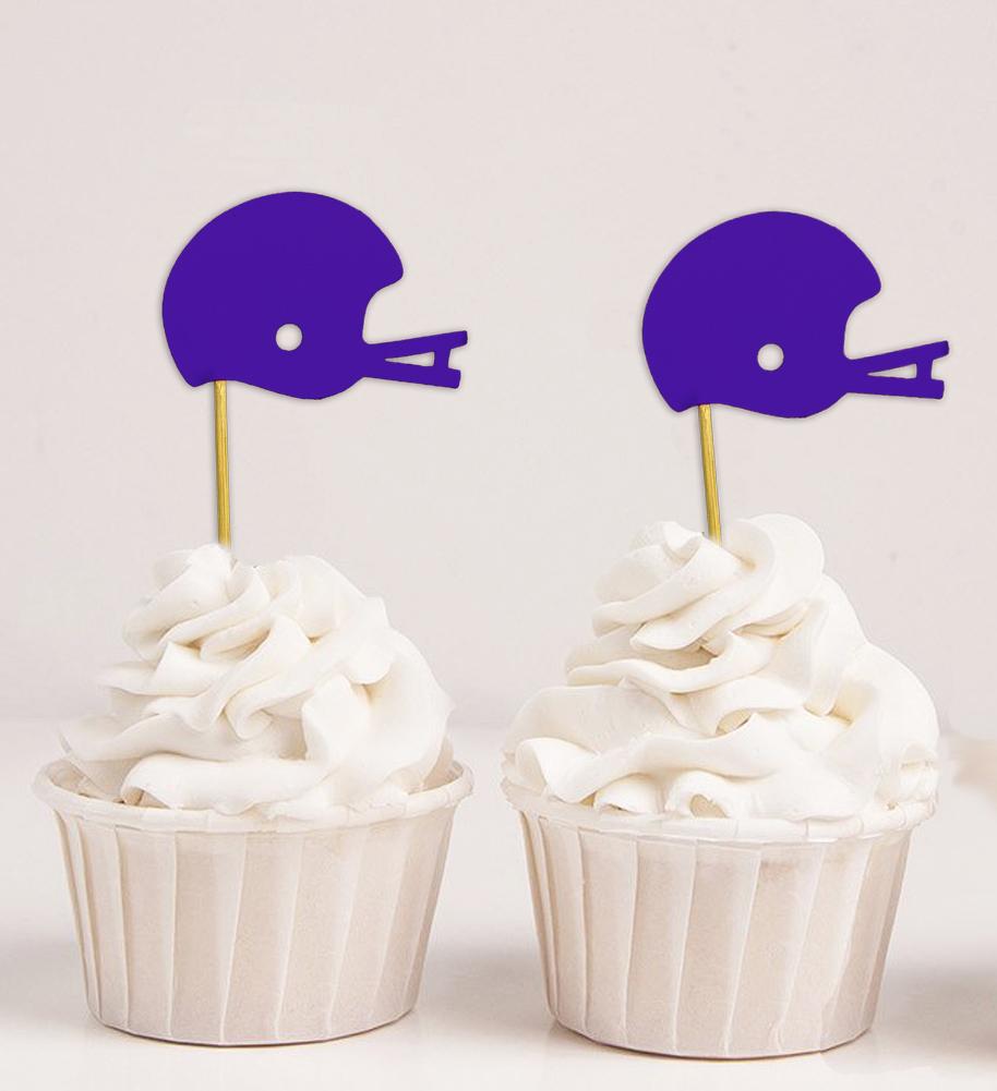 Darling Souvenir| Baseball Helmet Cupcake Toppers| Wedding - Birthday Party Dessert Decorations - Pack Of