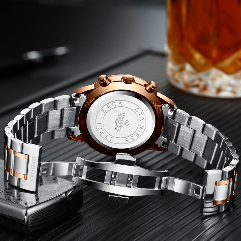 DEDIMA New Quartz Watch Brand Luxury Waterproof Chronograph Luminous Casual Men's Clock Three Eyes 6-pin Multi-function Watches
