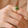 Ancient Gold Craft Natural Hetian Jade Vintage Charm Unique Square Design Rings For Women Adjustable Stylish Fresh Party Jewelry