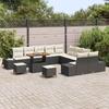 Garden Sofa Set with Cushions 13 pcs Black Poly Rattan