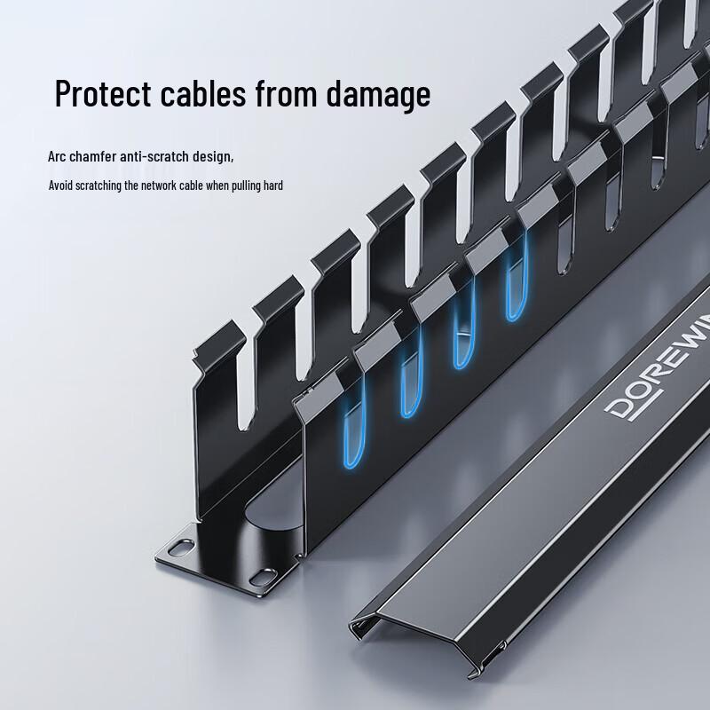 Dorewin 1U 12-Port Rack Mount Cable Management Panel