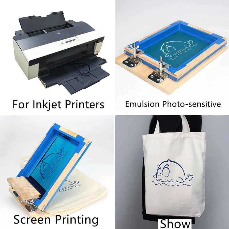 50 pezzi A3/A4 Pellicola per stampa serigrafica a getto d'inchiostro Pellicola per stampa serigrafica trasparente per stencil Carta per stampante PCB Cartone