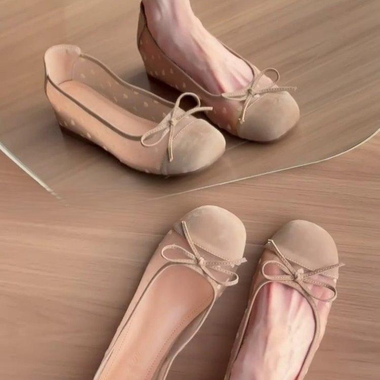 Retro Style High-heel Low-cut Women's Shoes with Breathable Soft Soles