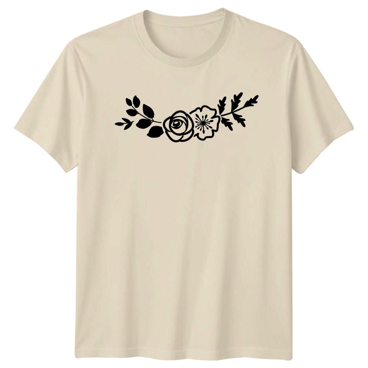 Floral Rose Graphic T-Shirt, Garden Nature T-Shirt S