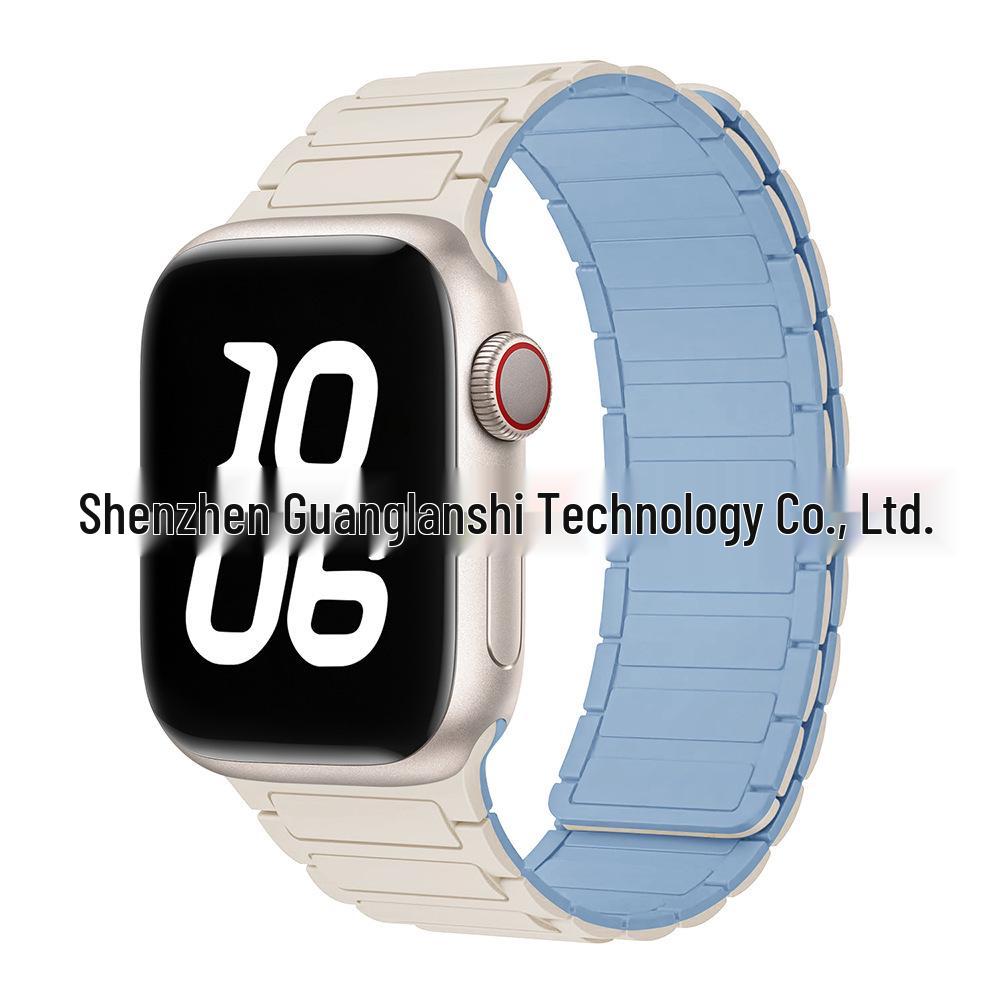 „Curea de culoare contrastantă din silicon magnetic S9 pentru Apple Watch Series 5-9”