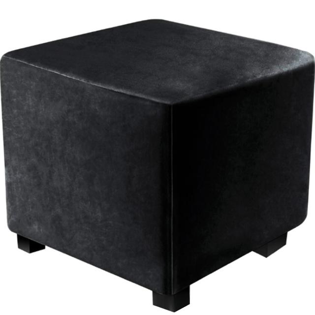Square Elastic Ottoman Cover Thicken Velvet Footstool Covers 360 Degree All -Inclusive Chair Cover Protector For Living Room