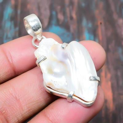 Biwa Pearl Gemstone Handmade  925 Sterling Silver Jewelry Pendant For Halloween