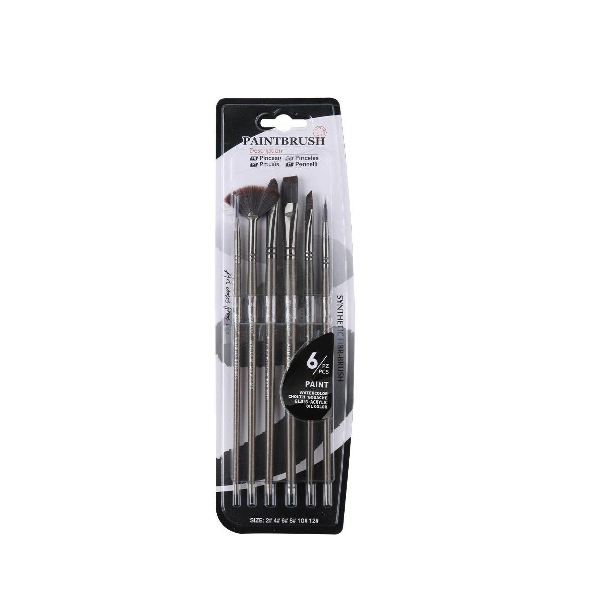 

12/6Pcs Multi Pen Head Shape Oil Brush Set Nylon Hair Grey Short Wood Rod Watercolor Pigment Acrylic Painting Tool Artist Supply