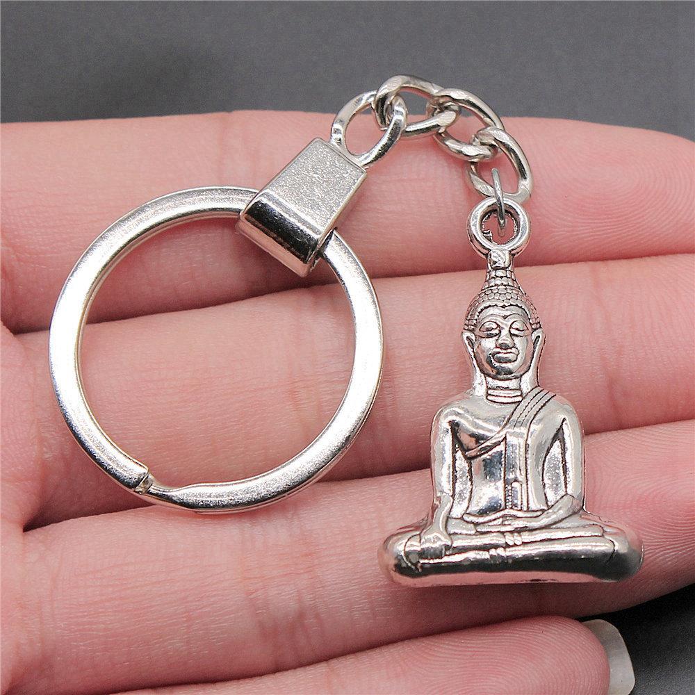 Chiefs Pharaohs Buddha Spiritual Amulet Pendant Antique Bronze Metal Keychain with 30mm Ring for Couples