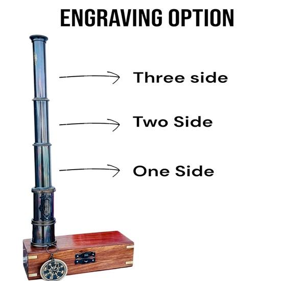 35.56 Cm Working Telescope with Wood Box Engraved Spyglass Pirate Telescope Brass Telescope Anniversary Gifts For Husband Boating Gift