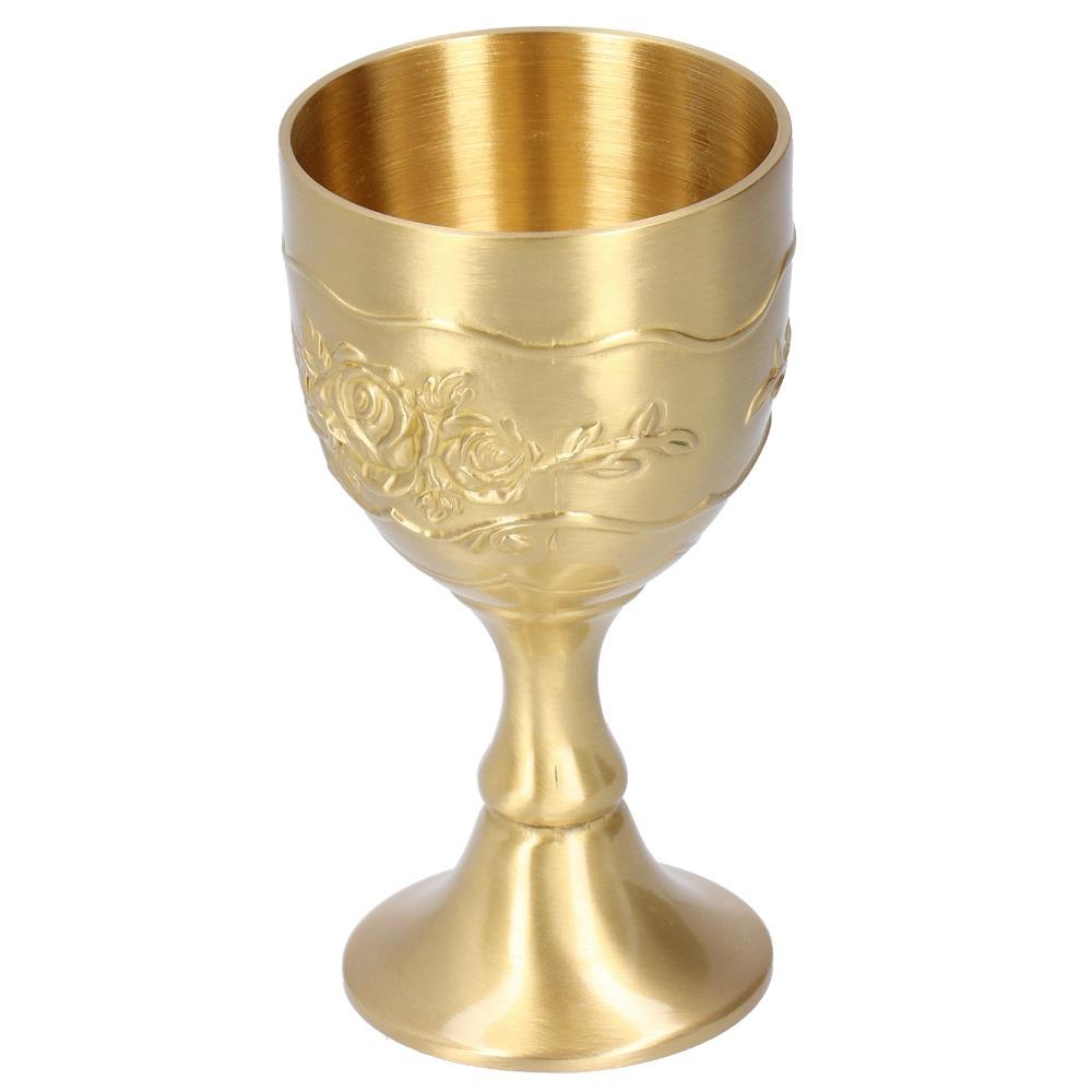 Gravierte Blume Vintage Kelch Geprägter Rosenweinkelch Messingkelch Partyzubehör