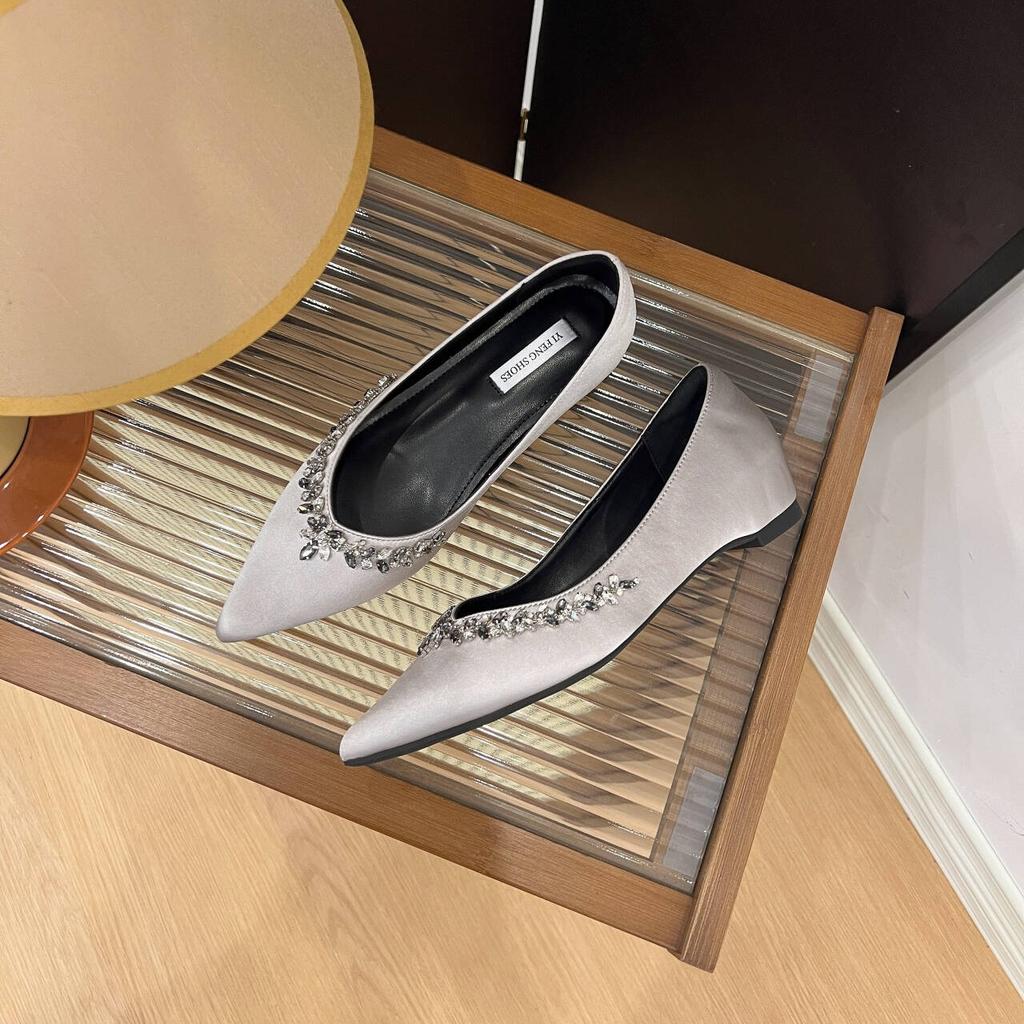 Rhinestone 5cm~ Inner Height Increase Single Shoes Women's New Small Night and Evening Beautiful Shoes French Giant Good-looking Pointed Women's Shoes