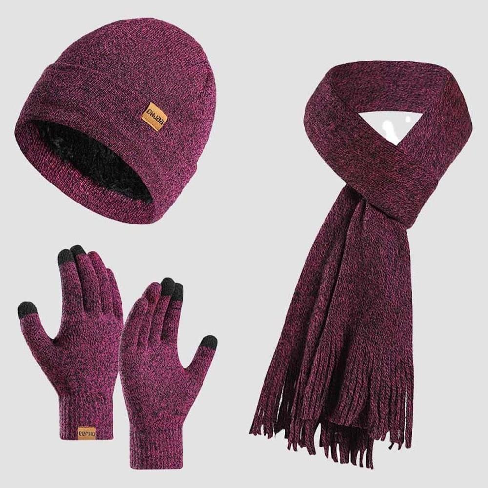 Elastic Cold Proof Gloves  Pullover Cap Beanies Cap Knitted Scarf  Men