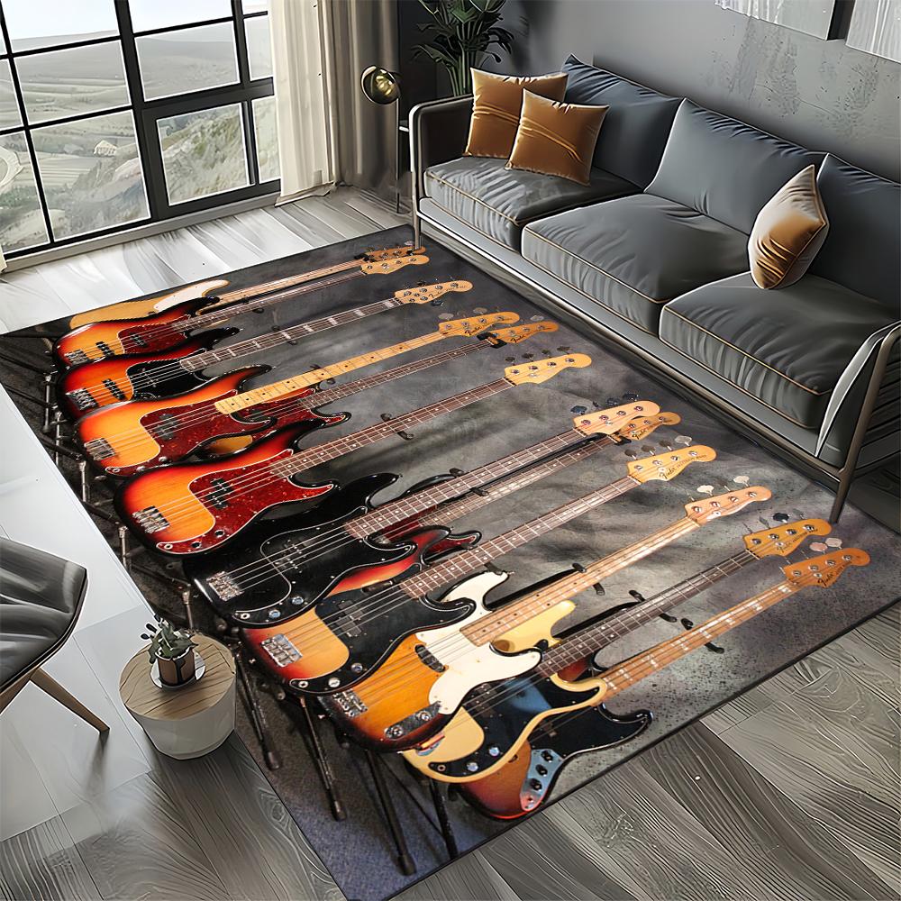 27 Style New 3D Fender Retro Guitar Instruments Music Carpet Rug for Living Room Bedroom Home Sofa Decoration,Non-slip Floor Mat