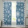 Christmas Blue Snowflake Texture Living Room Transparent Tulle Window Curtain Bedroom Kitchen Decor Veil Drapes Curtains