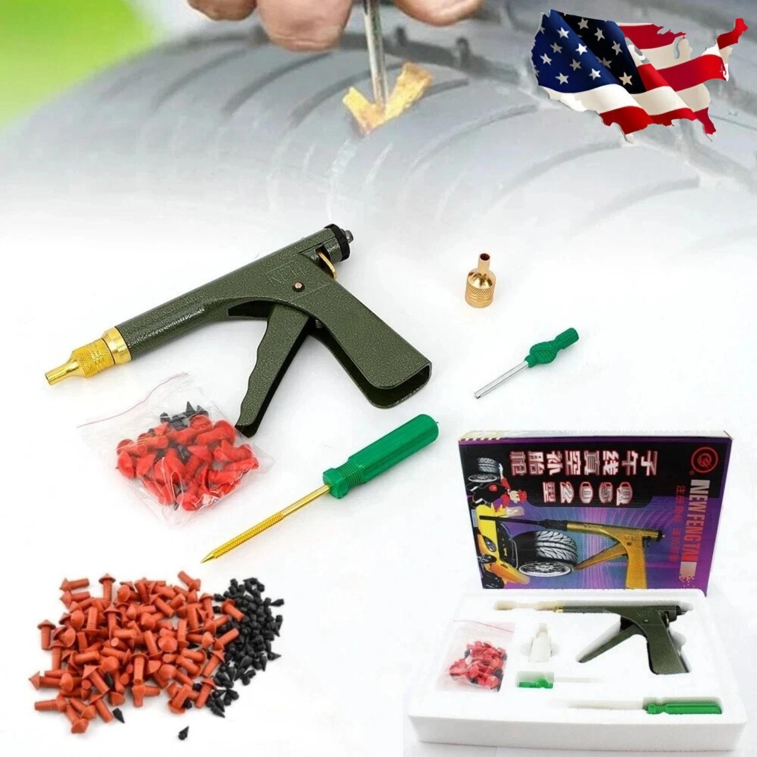 

Tire Plugger Tubeless Tire Wheel Repair Gun Kit With Mushroom Rubber Plugs And Nozzle Plugge Car Tire Repair Air Leakage Blockag зелёный