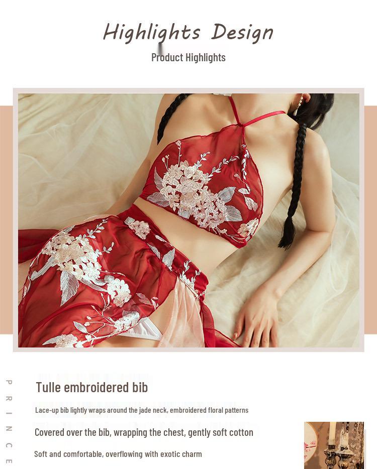 Ancient-Style Hanfu Lingerie with Dunhuang Apsara & Phoenix Embroidery Pajamas