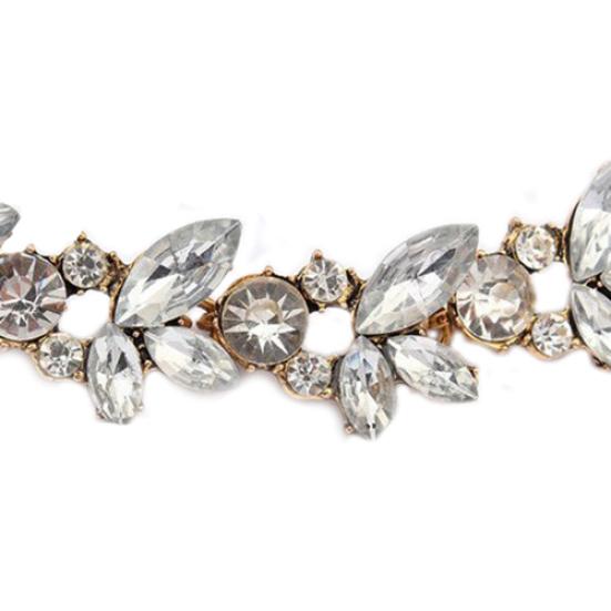 Kvinner Party Luxury Crowd Clear Rhinestone Flower Bronse Choker Bib Halskjede