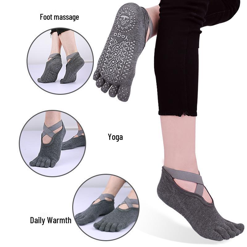 Five-Toe Anti-Slip Yoga Socks with Heel Protection Gel for Indoor Fitness and Dance