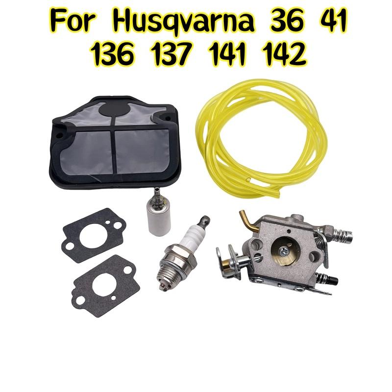 For Husqvarna 36 41 136 137 141 142 ZAMA C1Q-W29E Carburetor Chain Saw Replacement Fuel Line Gaskets Spark Plug Carburetor Kit