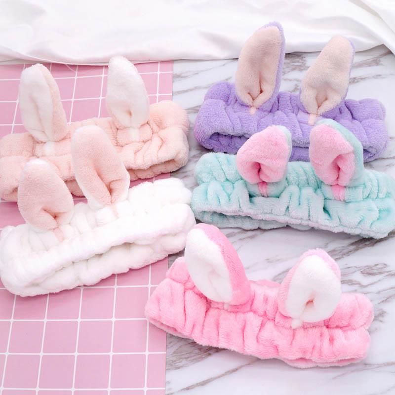 

Аксессуары для волос для девочек, повязка для мытья лица, повязка для волос для макияжа, 1 шт., мягкие заячьи уши, женская повязка на голову