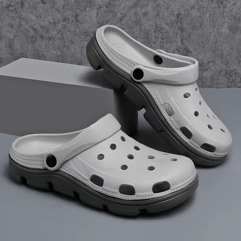 Pantofi cu găuri bărbați vară 2025 nou super foc birou plajă talpă moale antiderapant talpă groasă papuci cu vârf învelit bărbați
