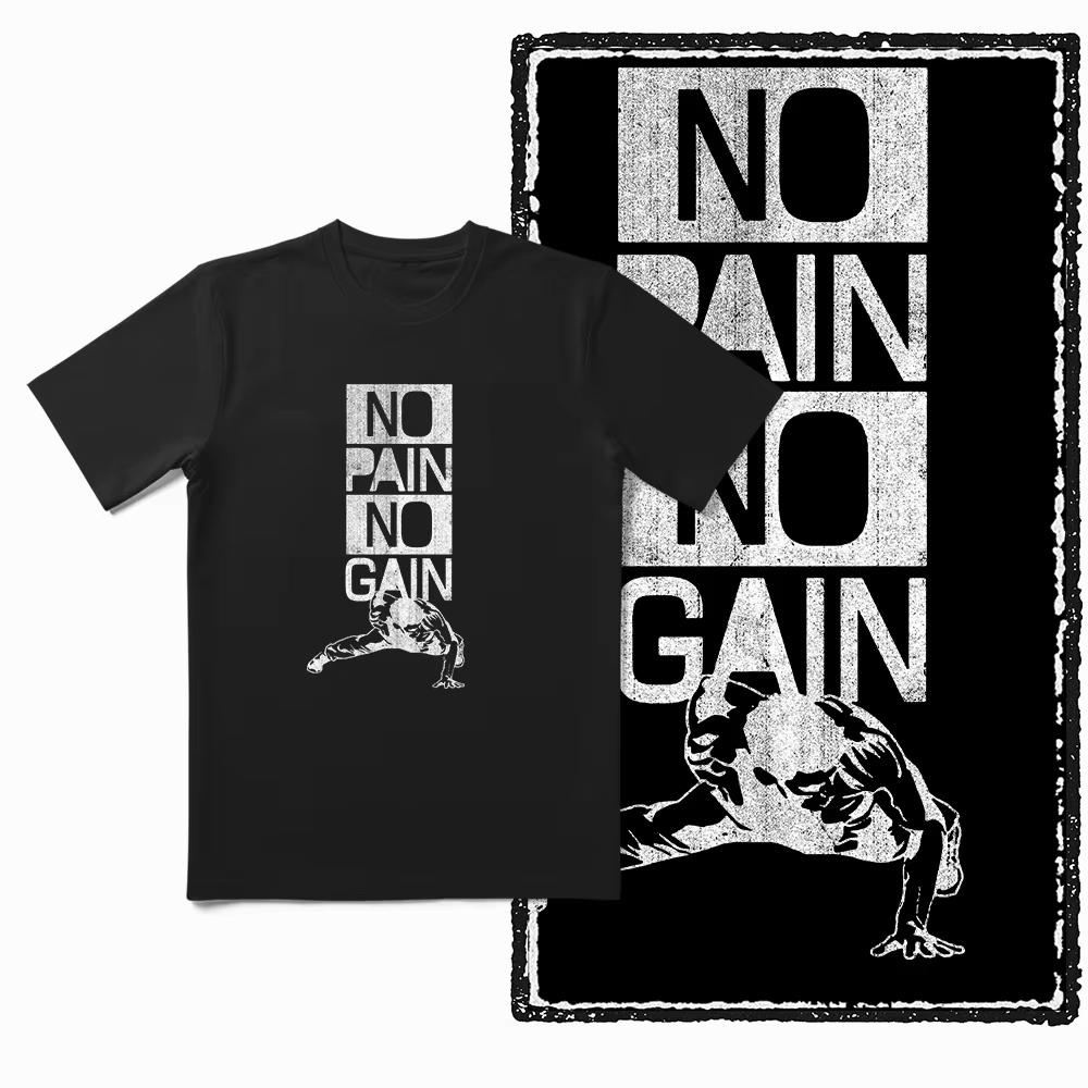 2025 Summer Barbell Pattern Exercise Training Short-Sleeved Cotton Loose And Breathable Men's Fitness Enthusiast T-Shirt Top