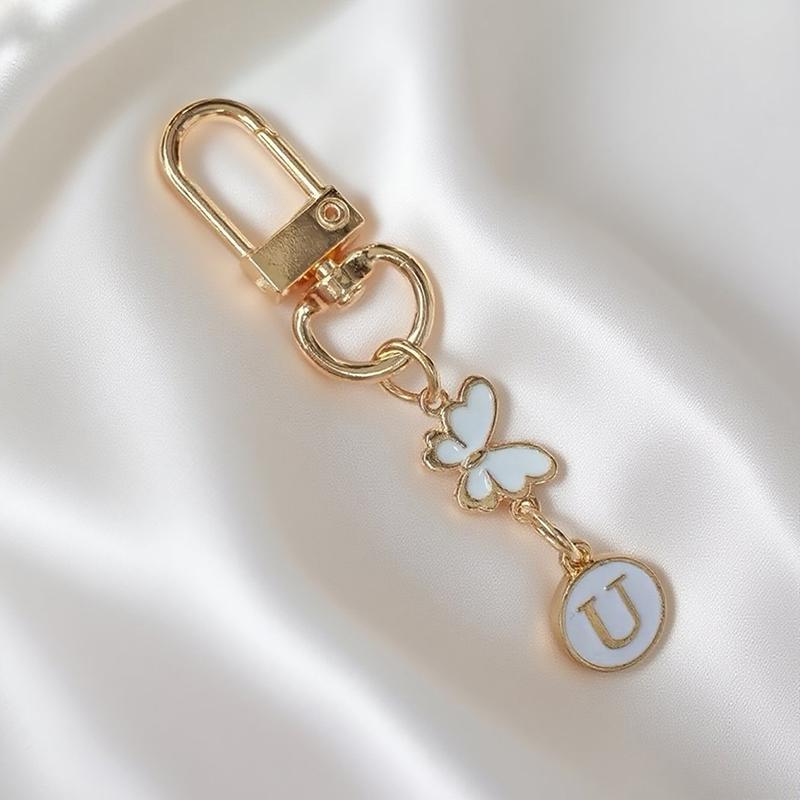 Metalowy Brelok z Literą Motyla A-Z 26 Liter Brelok Urok Uchwyt na Klucze Samochodowe Zawieszka do Torby Akcesoria Biżuteria Prezent