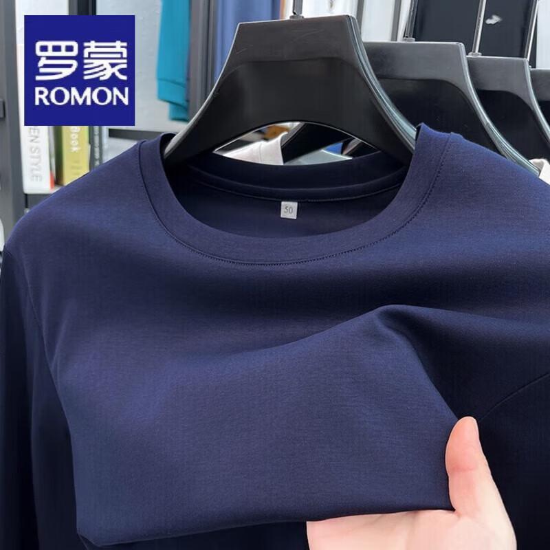 ROMON Men's Pure Cotton Round Neck Long-Sleeve T-Shirt