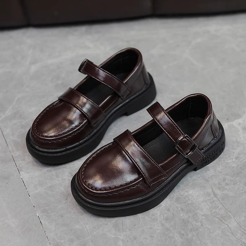 

Черные кожаные туфли для девочек, осенние новые детские туфли в академическом стиле на мягкой подошве, корейское издание, маленькие одинарные туфли, туфли принцессы Мэри Джейн 27 коричневый