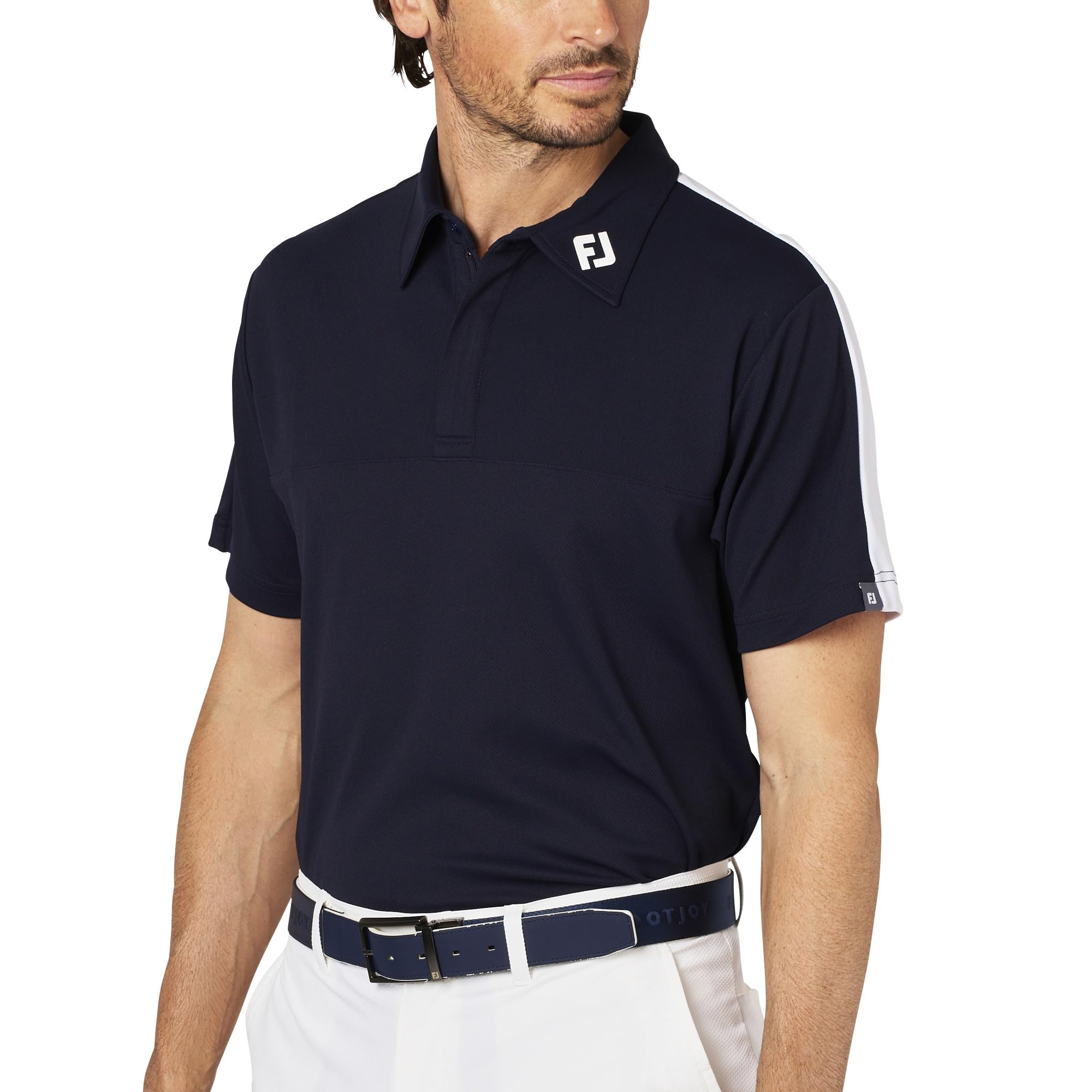 

Мужская гольф-рубашка FootJoy с коротким рукавом и молнией до середины, темно-синяя, размер M, FJ-S25-S07, 34693-M