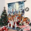 2pcs 2D Flat Printing Christmas Window Drapes Father Christmas11 Versatile Fabric Without Electricity Festive Holiday Perfect