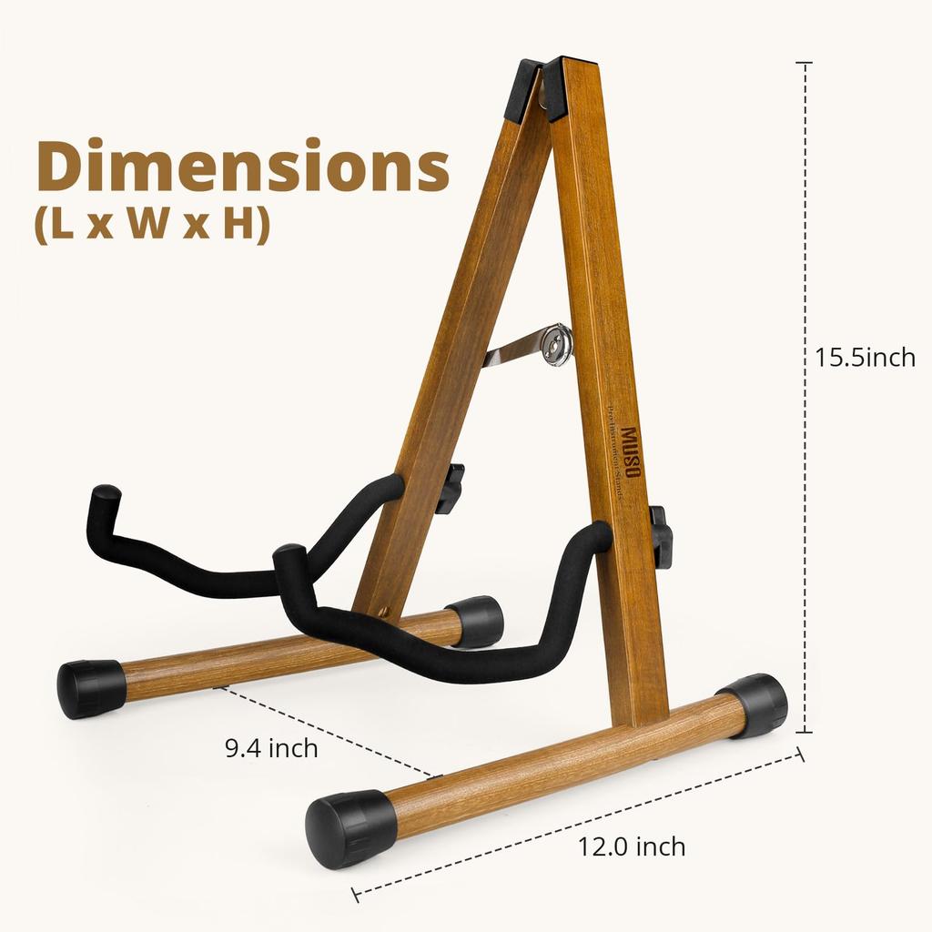 MUSO Folding Guitar Easy Fits and Durable Solid Holder A-Frame Stand, Assembly, Portable, Bass, Ukulele, Banjo, Cello, Mandolin, (Acacia)