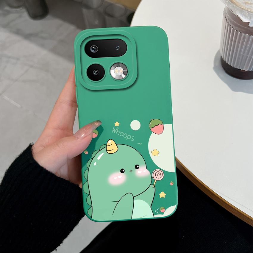 For Oppo Realme 16 14 15 Pro Plus C85 OPPO Reno 15 Pro 15F A6X Phone Case Lovely Dinosaur Camera Coverage Lightweight Soft Liquid Silicone Back Covers