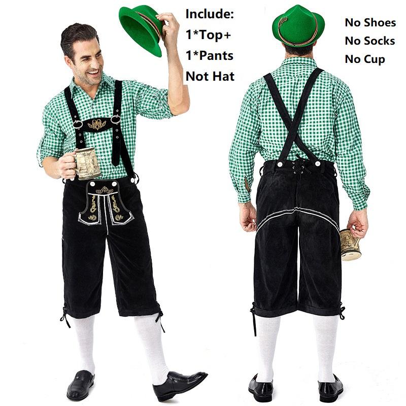 Deutsche Traditionelle Oktoberfest-Kleidung Bühnenkostüm für Herren mit Stilvollem Karoshirt