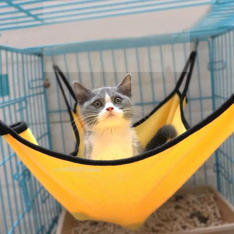 Cat Hanging Hammock with Adjustable Straps Double-Sided Pet Cage Hammock Hanging Bed Resting Sleepy Pad for Small Pets 40x50cm