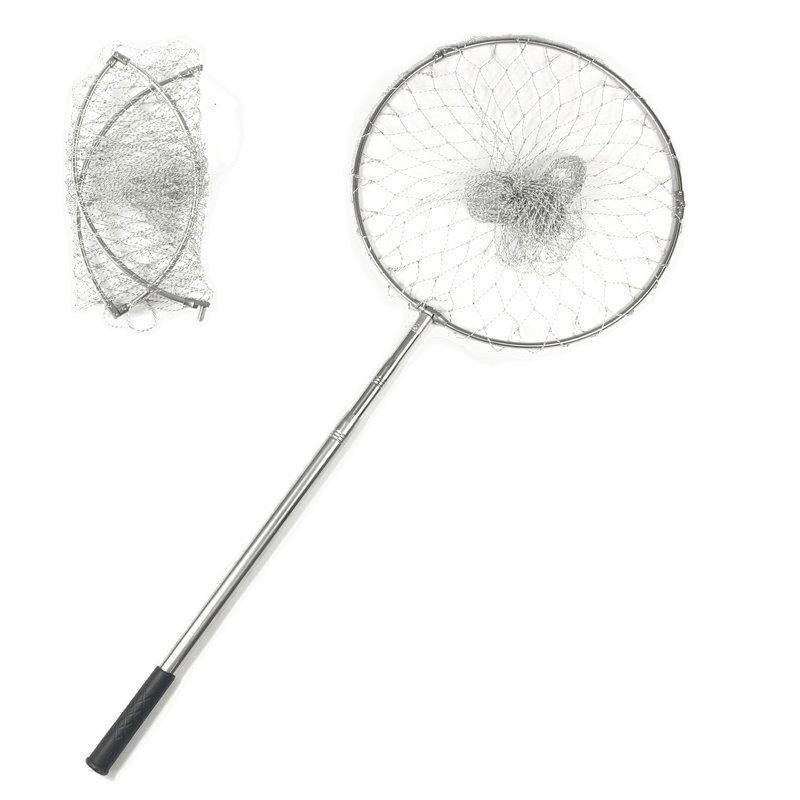 Teleskopische Edelstahl-Kescherstange zum Angeln, verstellbar von 1,9 m bis 5 m