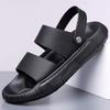 Business Men's Genuine Leather Sandals Large Size Roman Beach Shoes Open-toed Fish Mouth Sandals Men's Platform Shoes Slippers