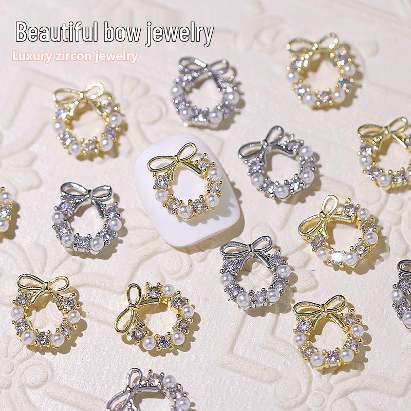 

Christmas Zircon Wreath & Bow Nail Art Charms