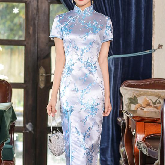 Lady Cheongsam Guler Mandarin Talie Slim Slim Stil Chinezesc Înalt Split Cheongsam Femeie