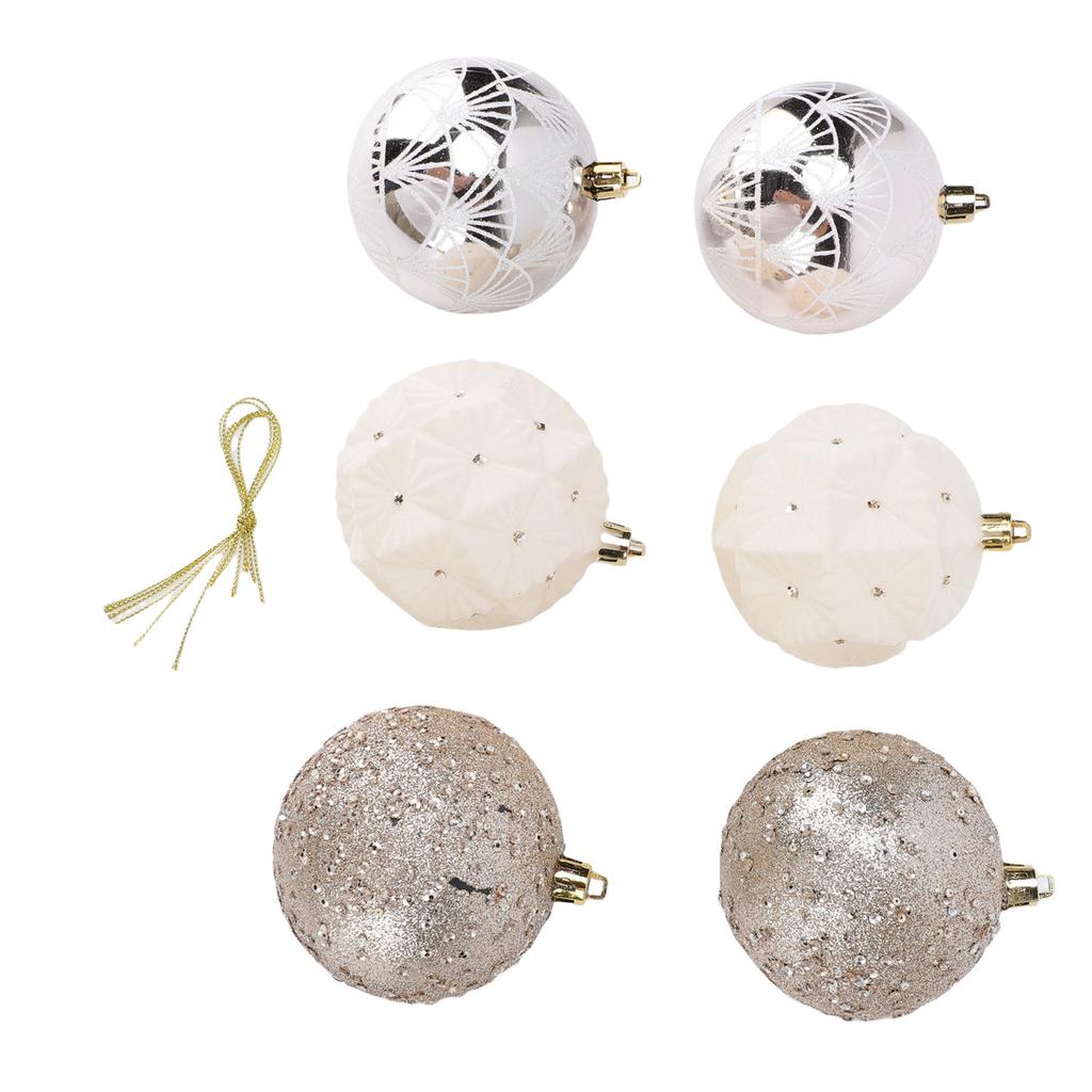 6PCS Velvet Xmas Balls Set 3.1 Inch PVC Flocked Hanging Xmas Ball Tree Ornament Decoration for Holiday Party Decor