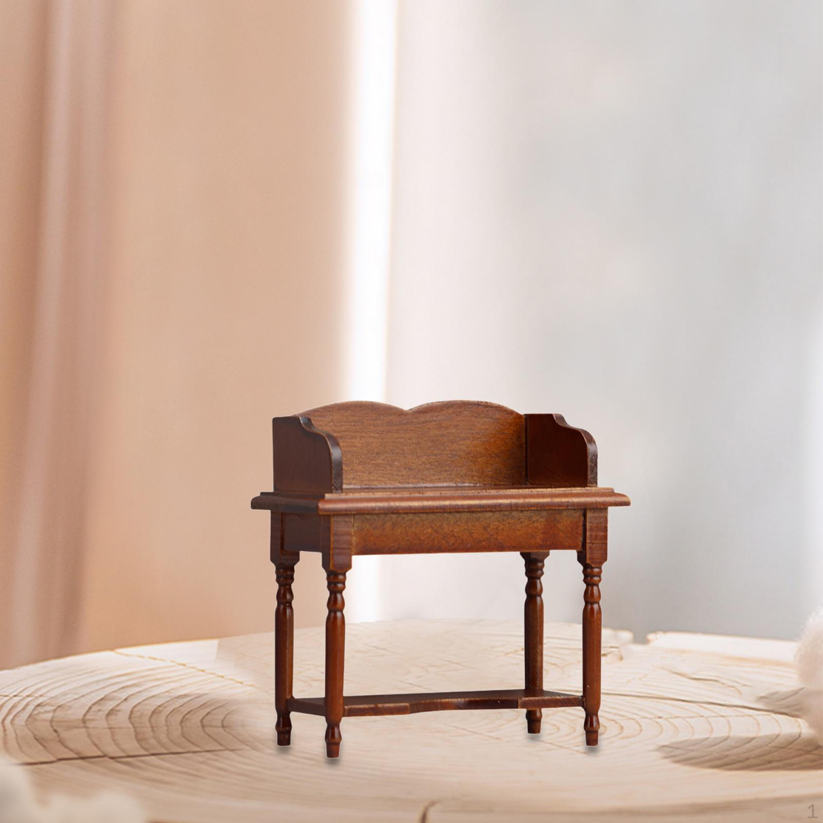 

1:Деревянный кукольный домик в масштабе 12, имитация, украшение, реалистичный туалетный столик, мини-кабинет