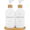 Kitchen Soap Dispenser Set, Thick Glass Dish Soap Dispenser for Kitchen Sink Bathroom Decor, Farmhouse Hand Soap Dispenser with Bamboo Tray, 16 Pcs
