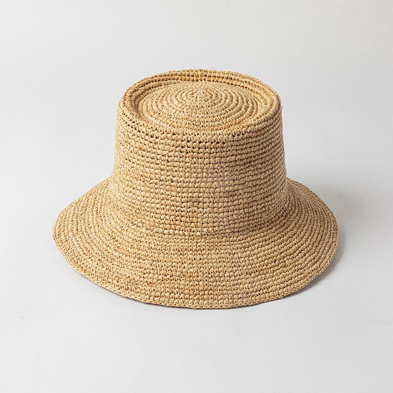 

New Summer Natural Raffia Small Brim Raffia Straw Hats For Women Simple Bucket Cap Men Fishermen The Inca Bucket Hat K Pop Cap 54-57cm