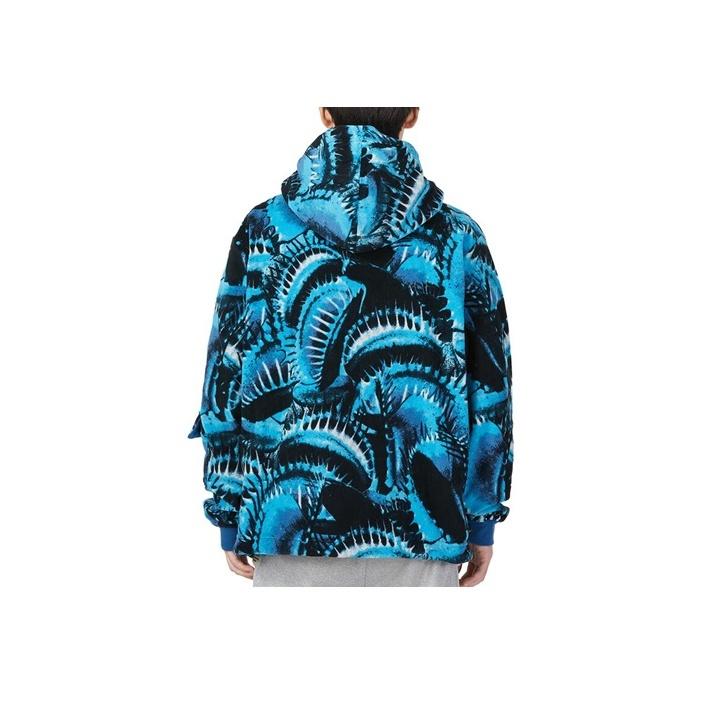 Nike All-Over Print Basketball Drawstring Hooded Jacket Men Outerwear Blue DQ6116-407