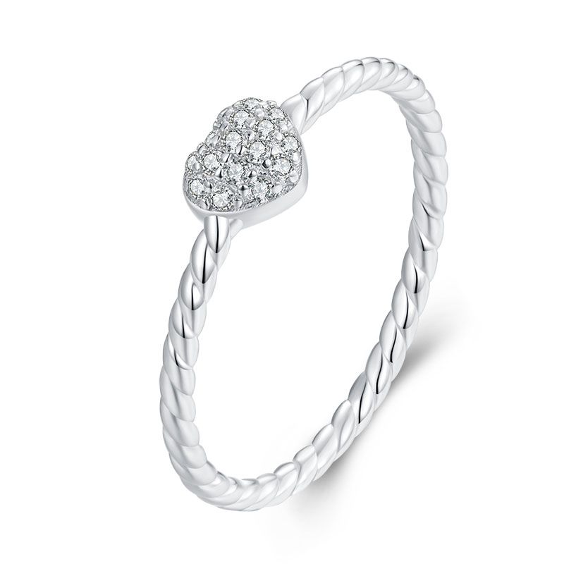 925 Sterling Silver Simple Rings for Women Wedding Engagement Heart Rings with Zircon  Female Jewelry 2025