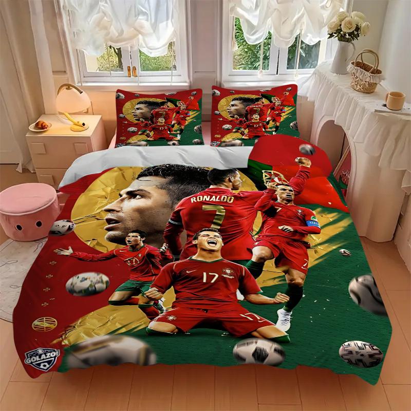 3Pcs Football Stars Celebration Bedding Sets For All Sizes New 3D Printed Bed Cover Comforter Duvet Cover Pillowcase Bedroom Decoration