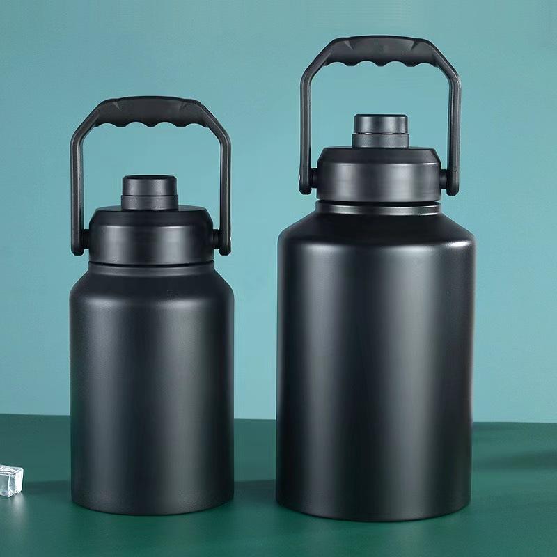 New 304 Stainless Steel Vacuum Flask, Camping Ice Bucket, Outdoor Portable Sports Water Bottle, Handheld Thermos Pot, 2L