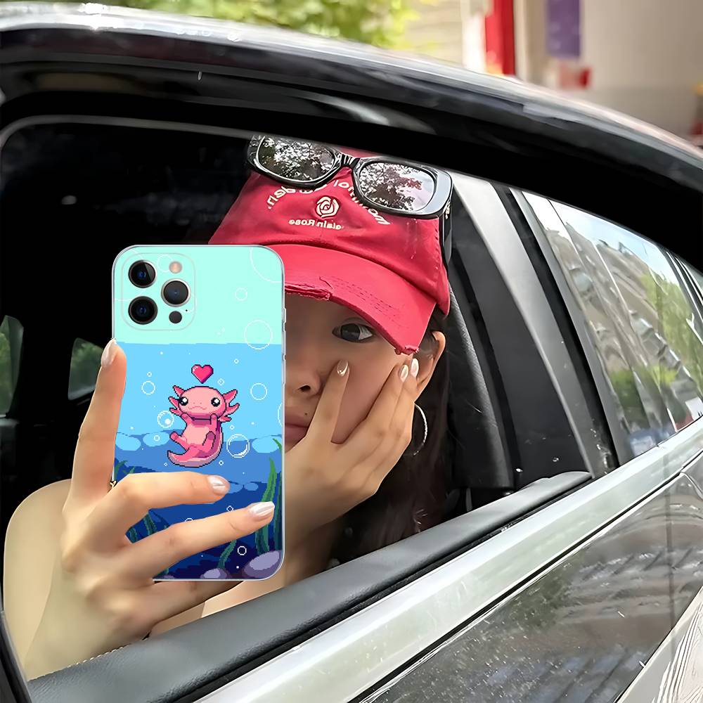 Cartoon Axolotl Cute Transparent Soft Phone Case For IPhone 15 12 14 16 17 13 Plus 11 Pro Max 13 Pro