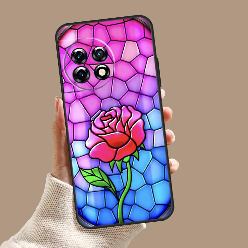 Stained Glass Rose Galaxys Case For OnePlus 12 11 9 10 Pro 12R 10R 9R 8T 10T Nord 3 2T N10 N20 N30 CE 2 Lite CE4 Cover